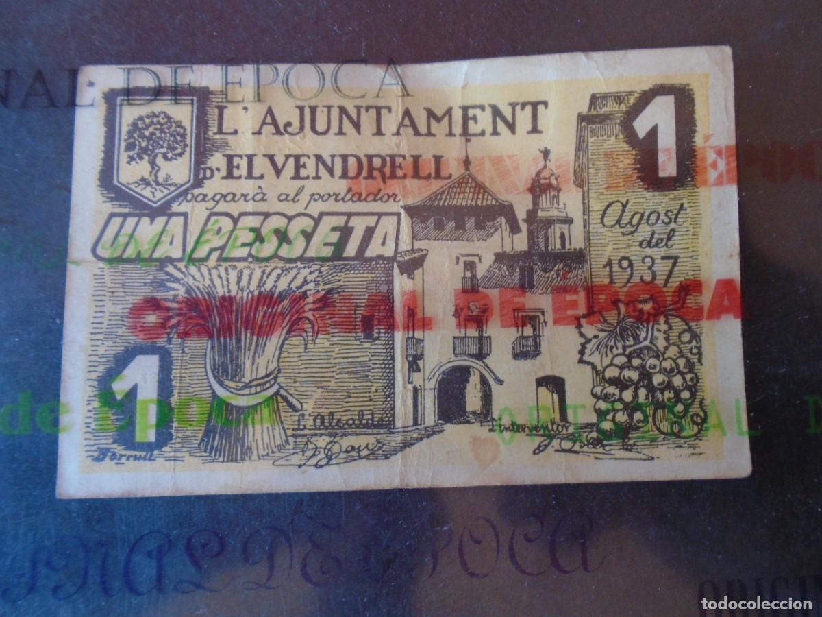 Billets locaux: (BL-182)BILLETE LOCAL - GUERRA CIVIL - UNA PESSETA.L&acute;AJUNTAMENT D&acute;EL VENDRELL