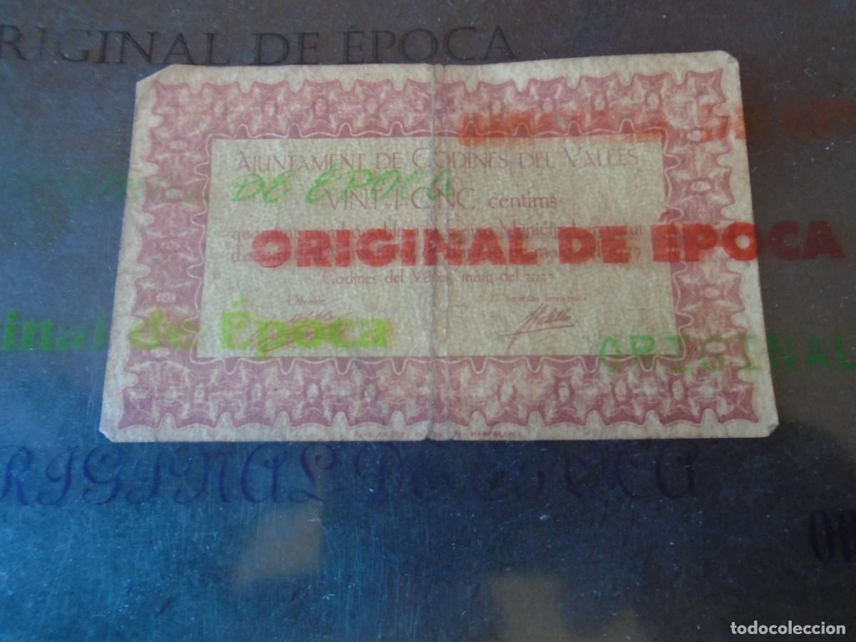 Billetes locales: (BL-183)BILLETE LOCAL - GUERRA CIVIL - 25 CTS.AJUNTAMENT DE CODINES DEL VALLES