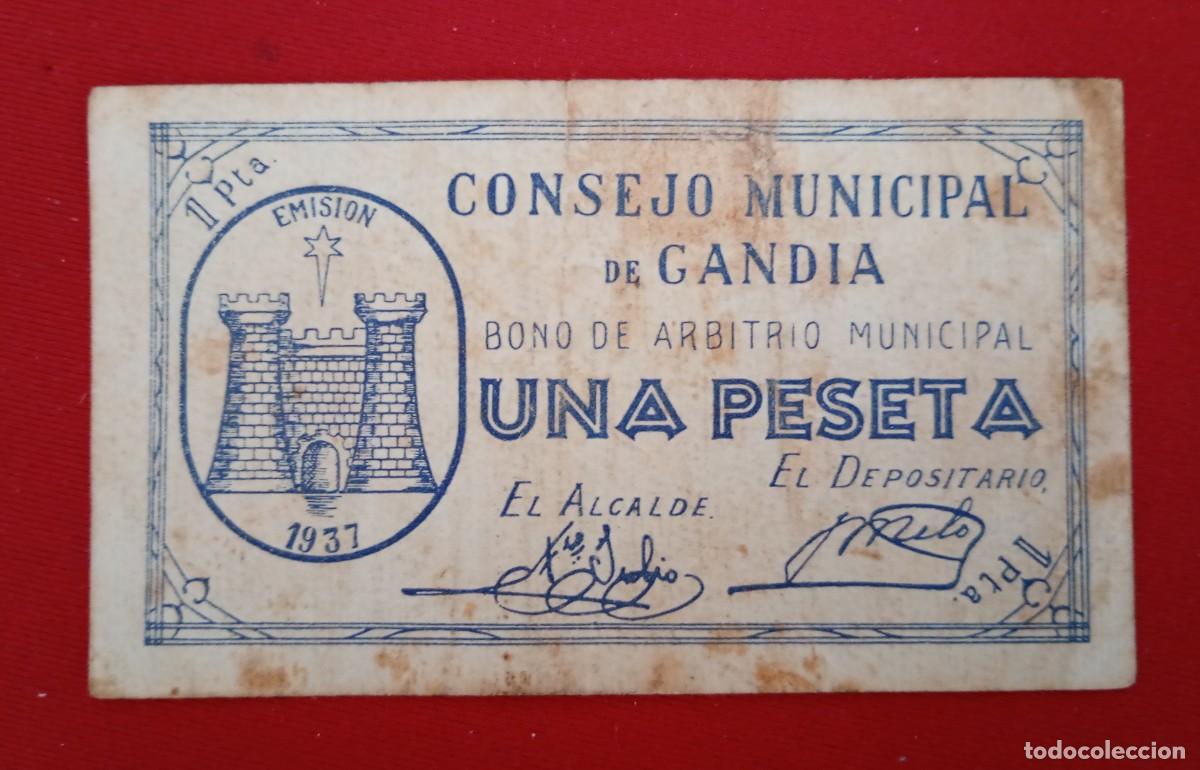 Banconote locali: GAND&Iacute;A. VALENCIA. 1 PESETA