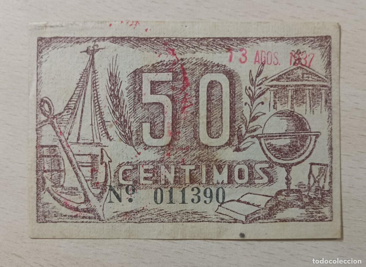 Billetes locales: BAZA. CONSEJO MUNICIPAL. 50 C&Eacute;NTIMOS. EBC+