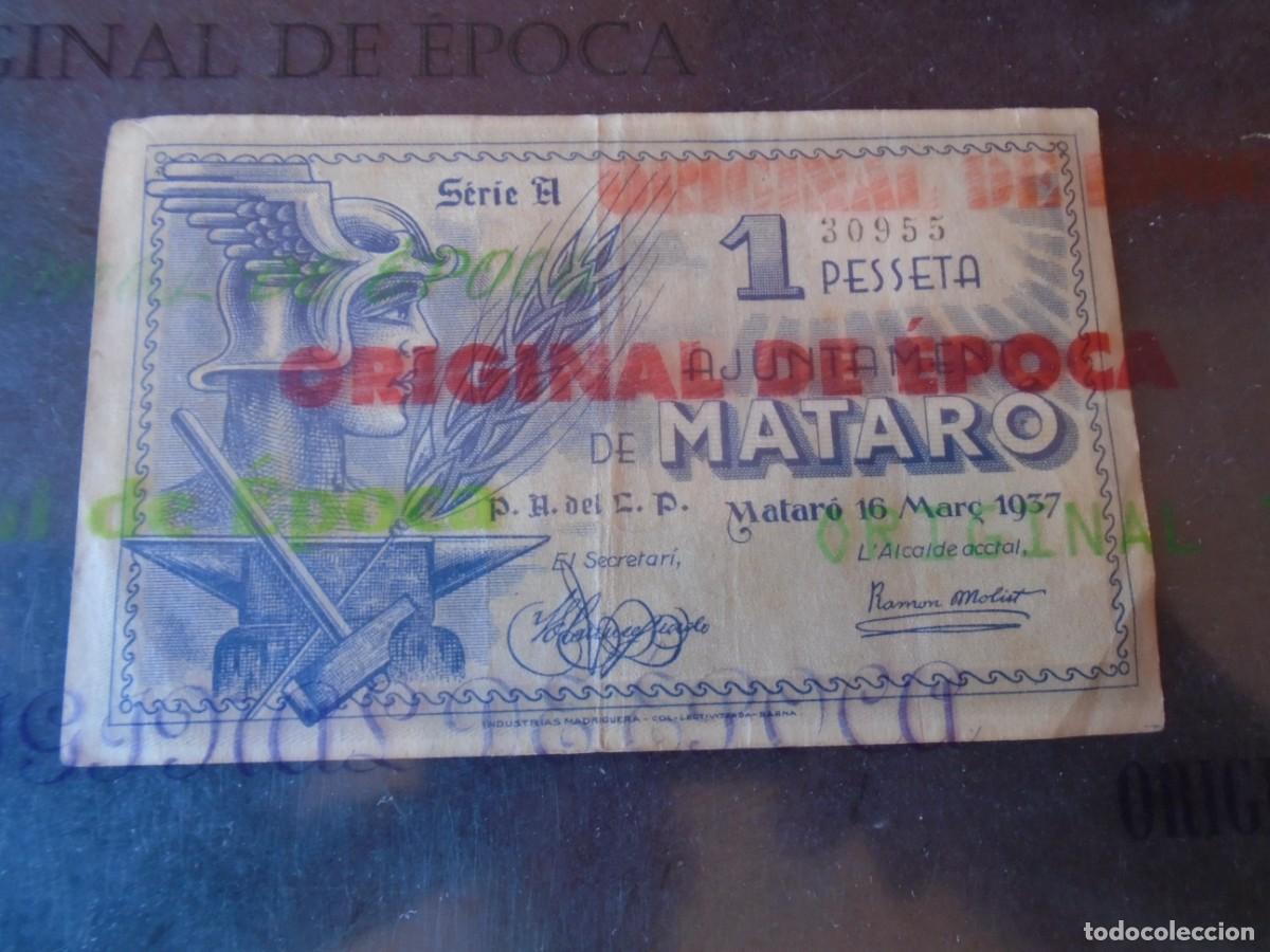 Billetes locales: (BL-191)BILLETE LOCAL - GUERRA CIVIL - UNA PESSETA AJUNTAMENT DE MATARO
