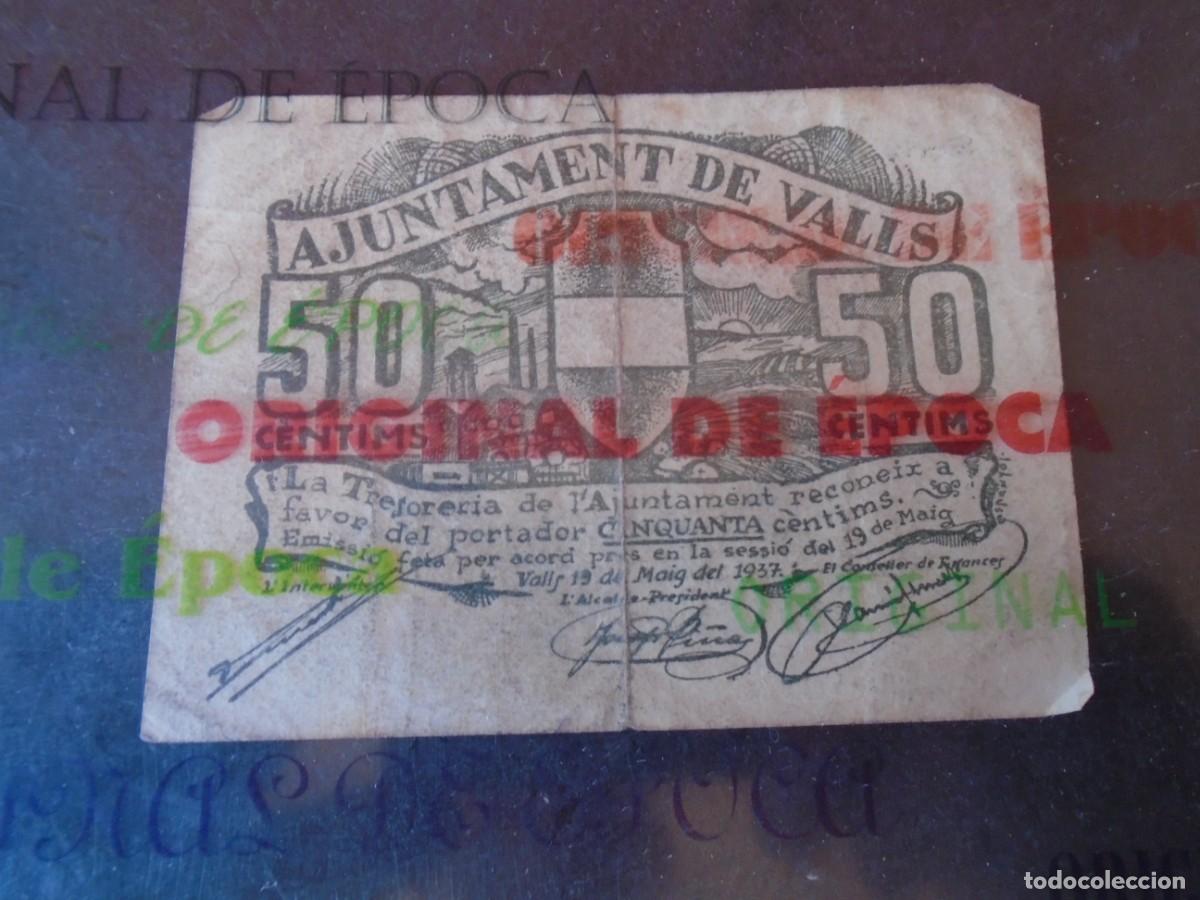 Billetes locales: (BL-192)BILLETE LOCAL - GUERRA CIVIL - 50 CTS.AJUNTAMENT DE VALLS