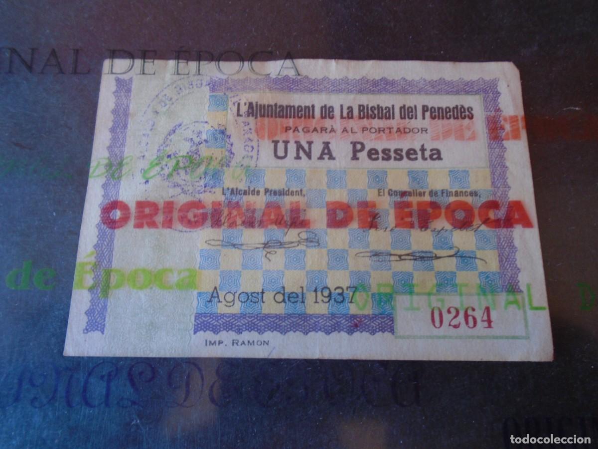Billetes locales: (BL-193)BILLETE LOCAL - GUERRA CIVIL - UNA PESSETA L&acute;AJUNTAMENT DE LA BISBAL DEL PENEDES