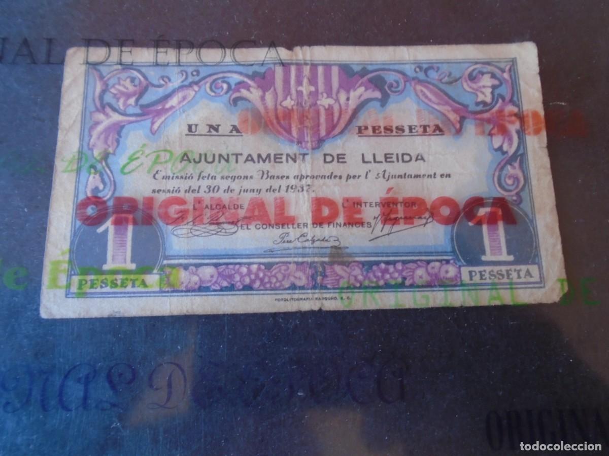 Billetes locales: (BL-195)BILLETE LOCAL - GUERRA CIVIL - UNA PESSETA AJUNTAMENT DE LLEIDA
