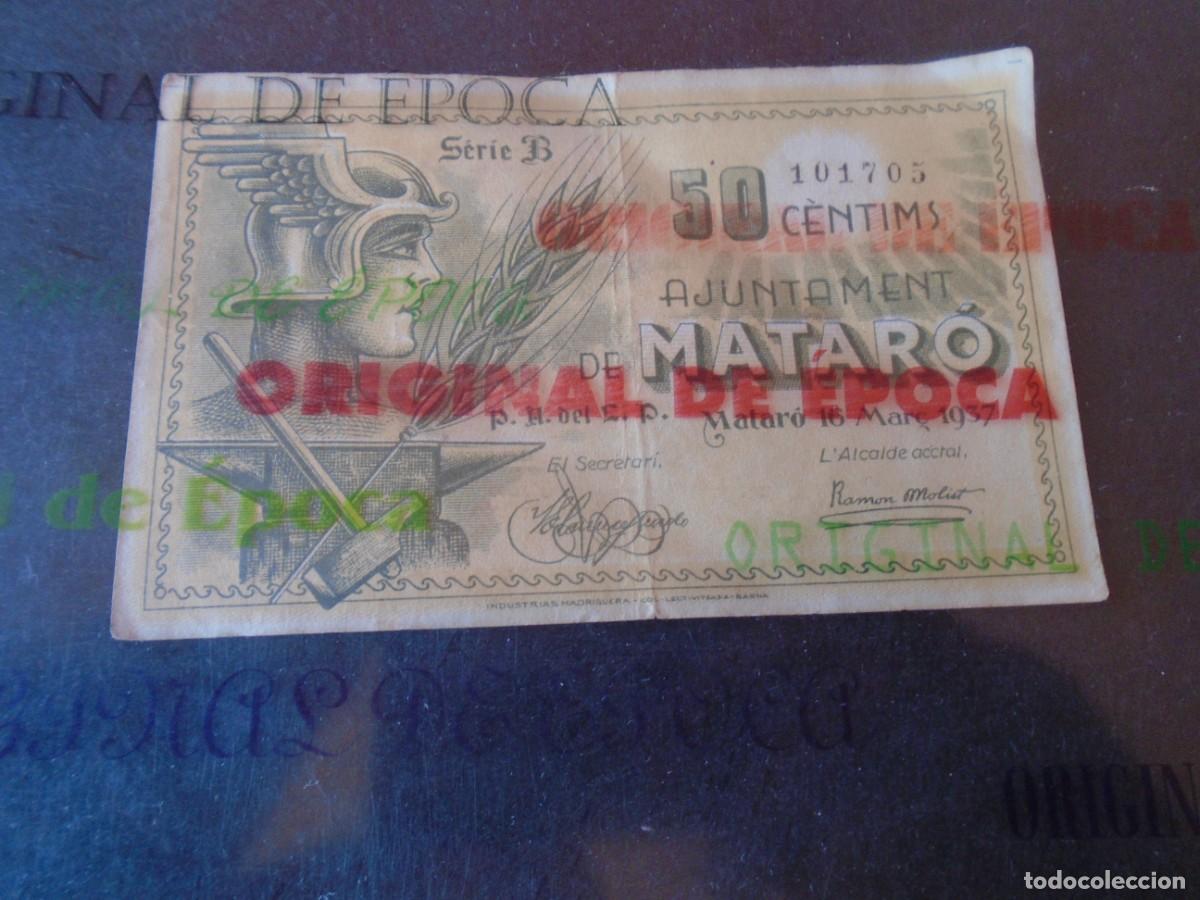 Billetes locales: (BL-196)BILLETE LOCAL - GUERRA CIVIL - 50 CTS.AJUNTAMENT DE MATARO