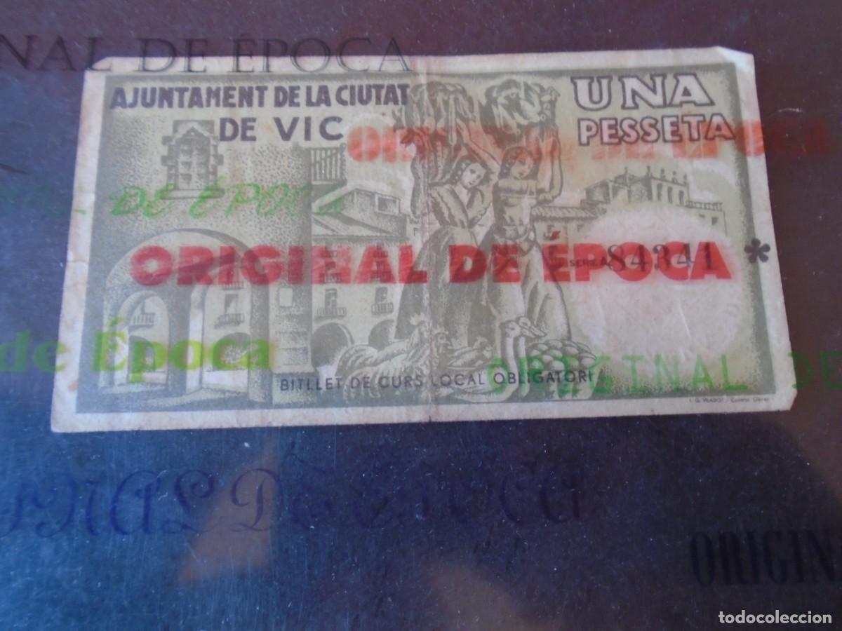 Billetes locales: (BL-208)BILLETE LOCAL - GUERRA CIVIL - UNA PESSETA AJUNTAMENT DE VIC