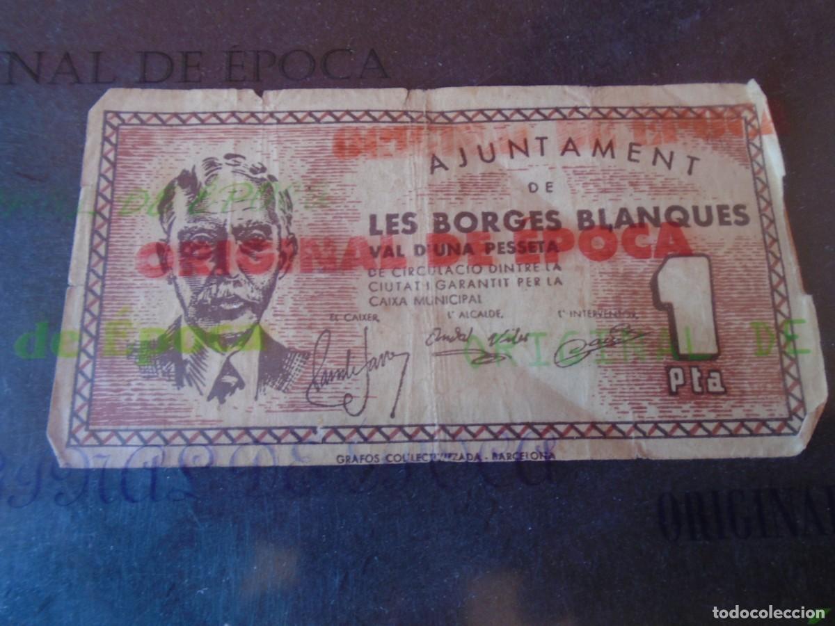 Billetes locales: (BL-210)BILLETE LOCAL - GUERRA CIVIL - UNA PESSETA AJUNTAMENT DE LES BORGES BLANQUES