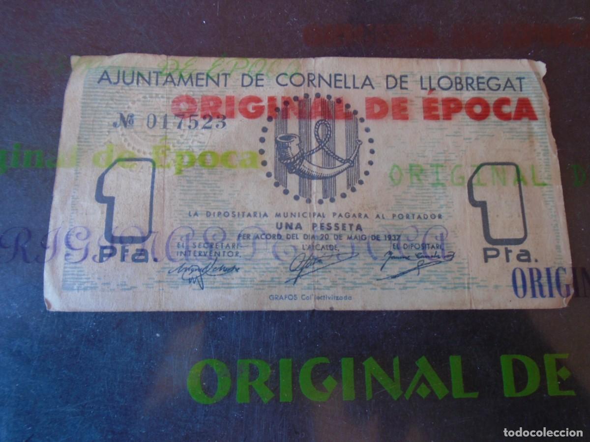 Billetes locales: (BL-211)BILLETE LOCAL - GUERRA CIVIL - UNA PESSETA AJUNTAMENT DE CORNELLA DE LLOBREGAT