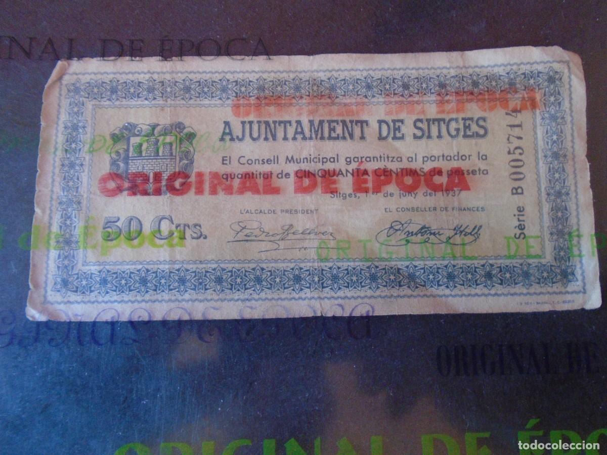 Billetes locales: (BL-212)BILLETE LOCAL - GUERRA CIVIL - 50 CTS.AJUNTAMENT DE SITGES