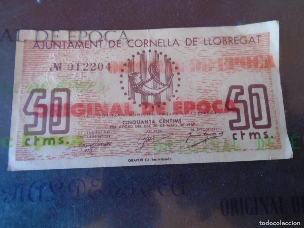 Billetes locales: (BL-213)BILLETE LOCAL - GUERRA CIVIL - 50 CTS.AJUNTAMENT DE CORNELLA DE LLOBREGAT