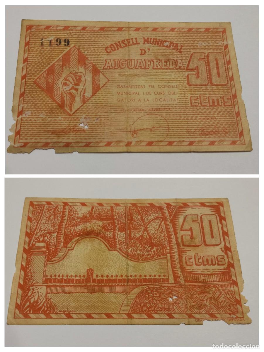Billetes locales: AIGUAFREDA - BILLETES LOCALES DE LA GUERRA CIVIL