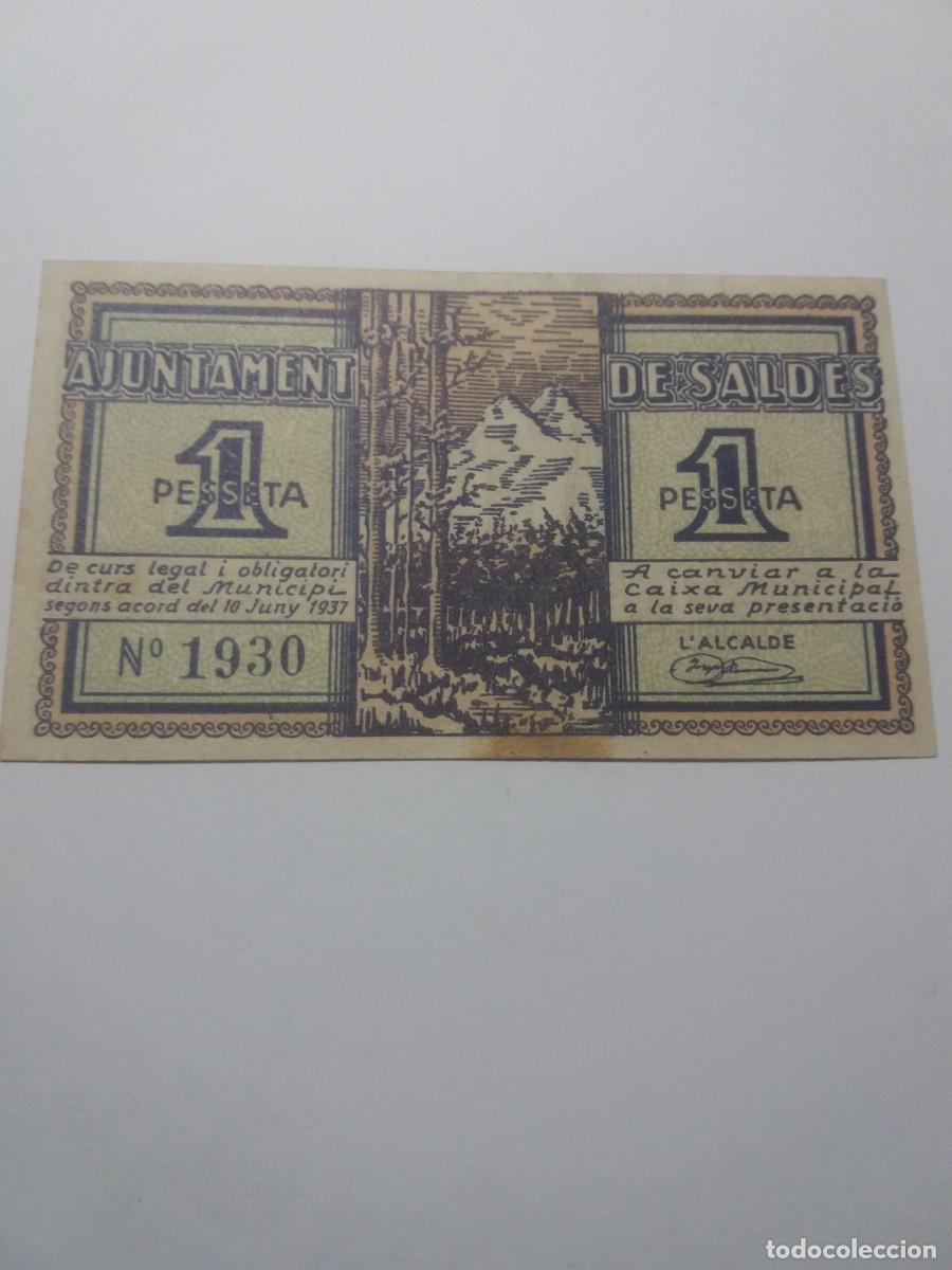 Billetes locales: Billete 1 Pesseta Ajuntament SALDES 10 Juny 1937