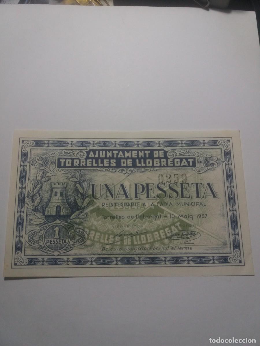 Billetes locales: Billete 1 Pesseta Ajuntament TORRELLES DE LLOBREGAT 10 Maig 1937