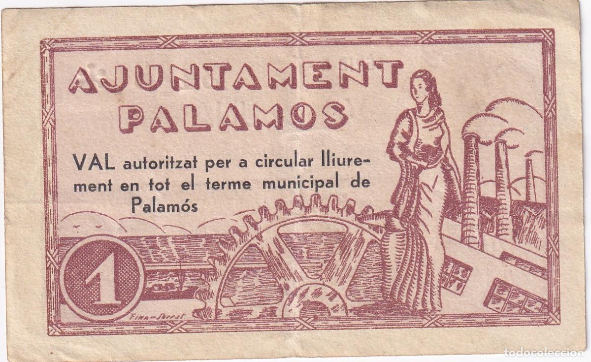 Notas locais: BILLETE DE 1 PESETA DEL AJUNTAMENT DE PALAMOS DEL A&Ntilde;O 1937