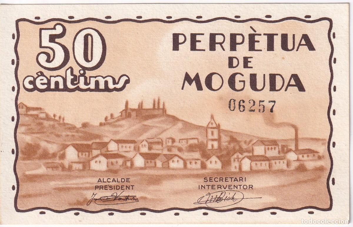 Lokale Banknoten: BILLETE DE 50 CENTIMOS DEL AJUNTAMENT DE PERPETUA DE MOGUDA DEL A&Ntilde;O 1937 SIN CIRCULAR