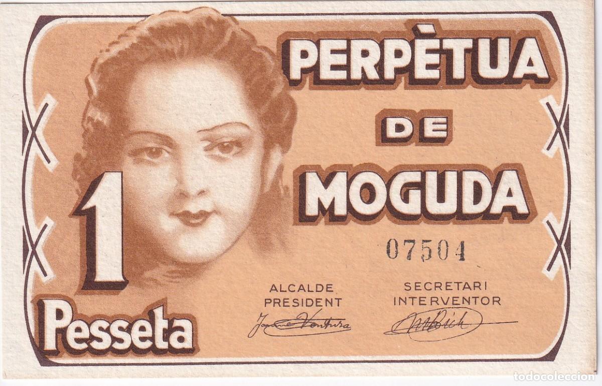 Lokale Banknoten: BILLETE DE 1 PESETA DEL AJUNTAMENT DE PERPETUA DE MOGUDA DEL A&Ntilde;O 1937 SIN CIRCULAR
