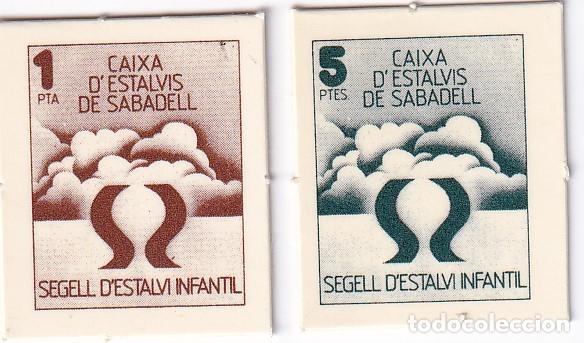 Billetes locales: LOTE DE 2 VALES DE 1 Y 5 PESETAS DE LA CAIXA DE ESTALVIS DE SABADELL