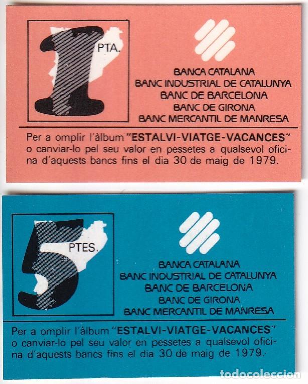 Local Banknotes: LOTE DE 2 VALES DE 1 Y 5 PESETAS DE BANCA CATALANA DEL A&Ntilde;O 1979