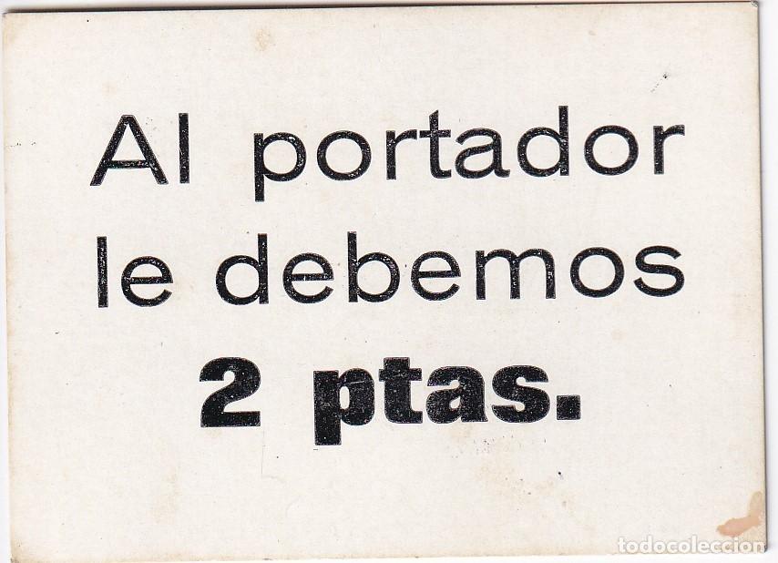 Billetes locales: VALE DE 2 PESETAS DE PANADERIA BLAS XINXO PALAU DE SABADELL