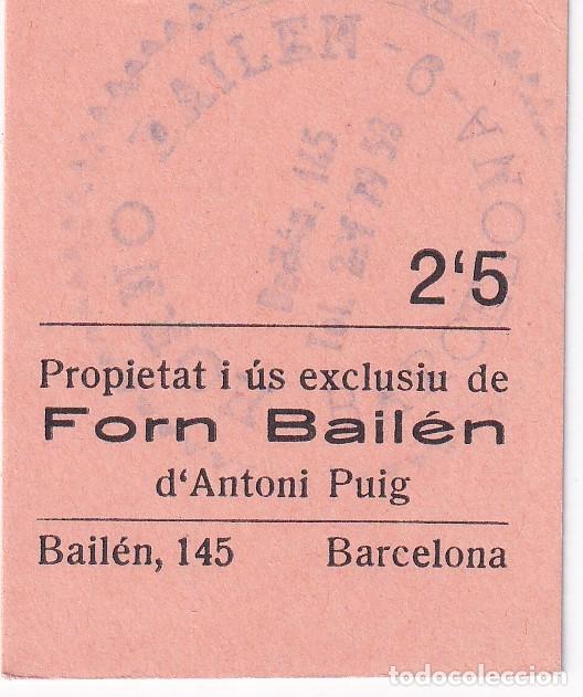 Billetes locales: VALE DE 2,50 PESETAS DEL FORN BAILEN DE ANTONI PUIG DE LA CALLE BAILEN - BARCELONA (HORNO-PANADERIA)