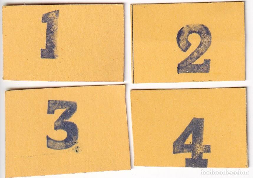 Notas locais: LOTE DE 4 VALES DE 1-2-3-4 PESETAS DE LA PASTELERIS JOSE LLAVINA DE CENTELLAS