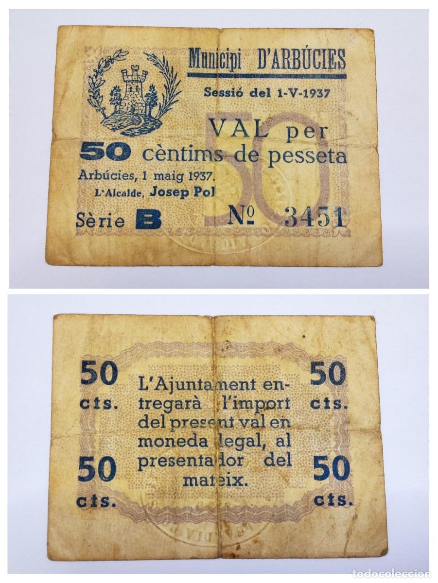 Billetes locales: ARB&Uacute;CIES - BILLETES LOCALES DE LA GUERRA CIVIL
