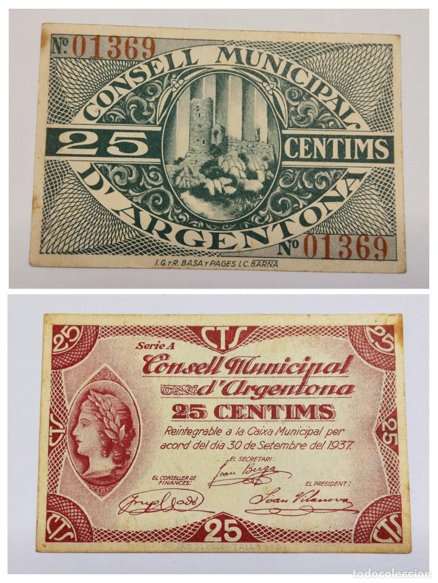 Billetes locales: ARGENTONA - BILLETES LOCALES DE LA GUERRA CIVIL