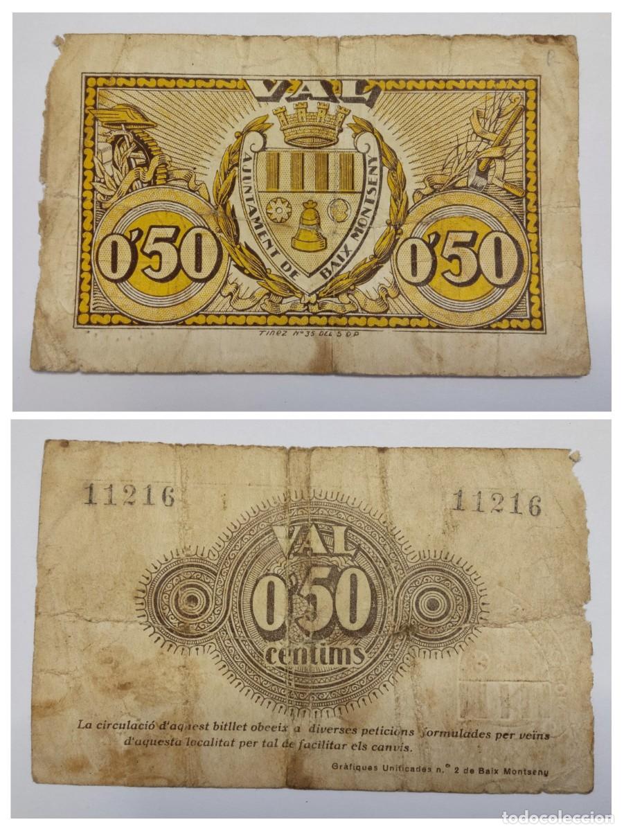 Billetes locales: BAIIX MONTSENY - BILLETES LOCALES DE LA GUERRA CIVIL