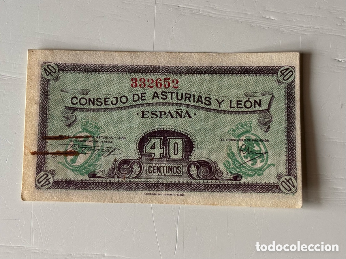 Billetes locales: Billete 40 c&eacute;ntimos Consejo Asturias y Le&oacute;n