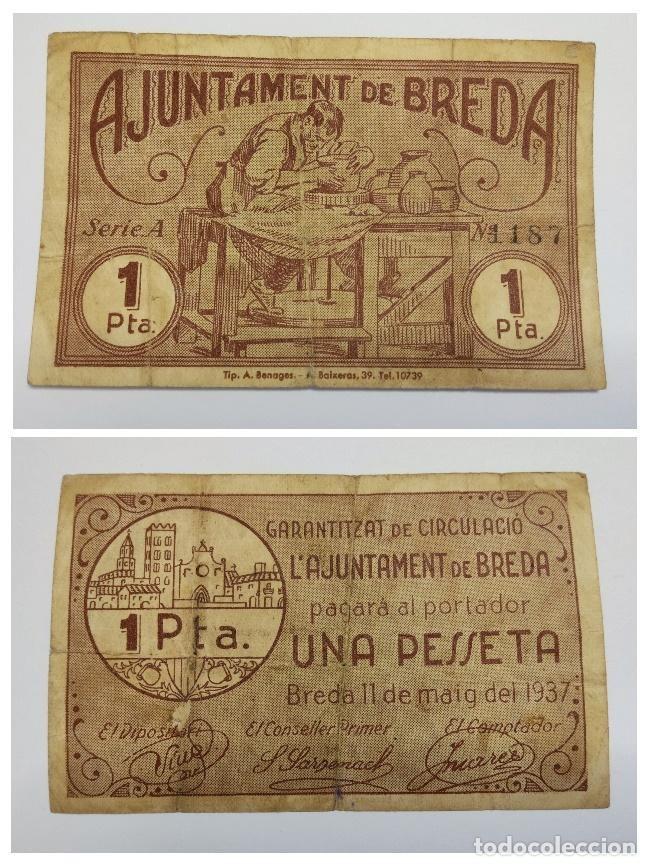 Billetes locales: BREDA - BILLETES LOCALES DE LA GUERRA CIVIL