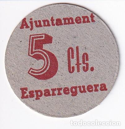 Billetes locales: BILLETE DE 5 CENTIMOS DEL AJUNTAMENT DE ESPARREGUERA DEL A&Ntilde;O 1937 SIN CIRCULAR (SC)(MUY RARO)