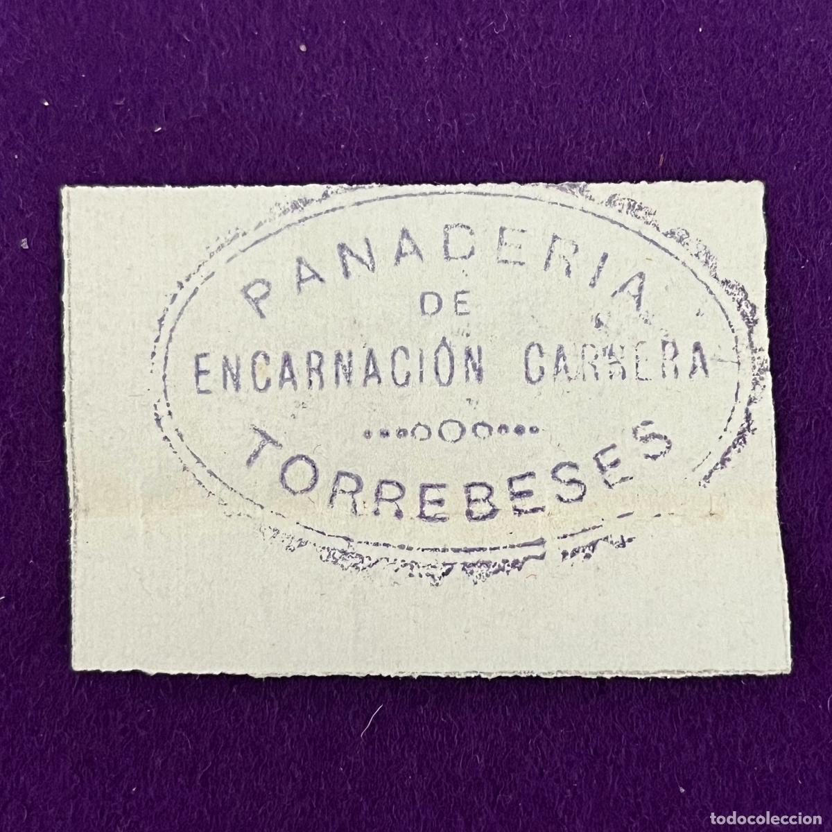Billetes locales: VALE DE 1 PTA DE PAN DE TORREBESES (LLEIDA-LERIDA). PANADERIA DE ENCARNACION CARRERA. ORIGINAL.