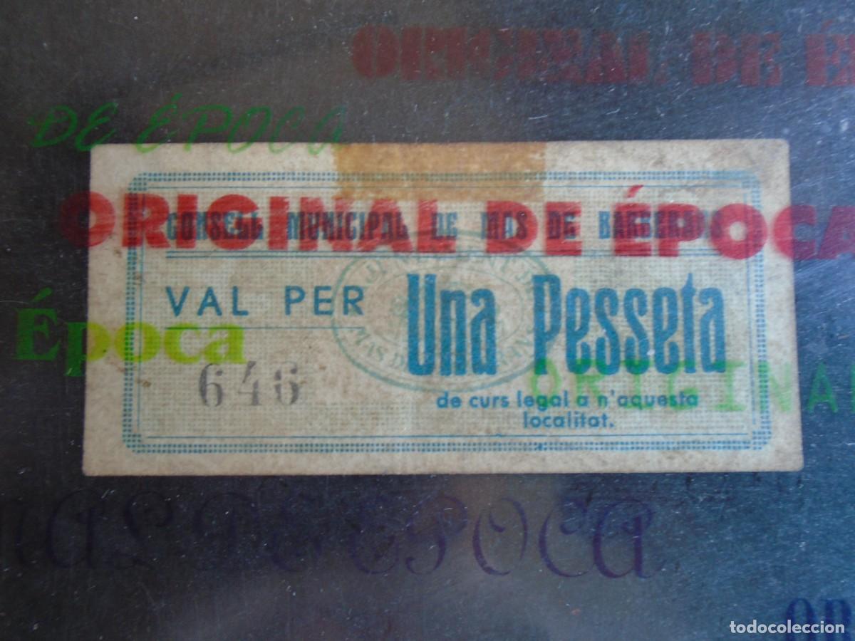 Billetes locales: (YA-013B)UNA PESSETA CONSELL MUNICIPAL DE MAS DE BARBERANS(TARRAGONA)-GUERRA CIVIL