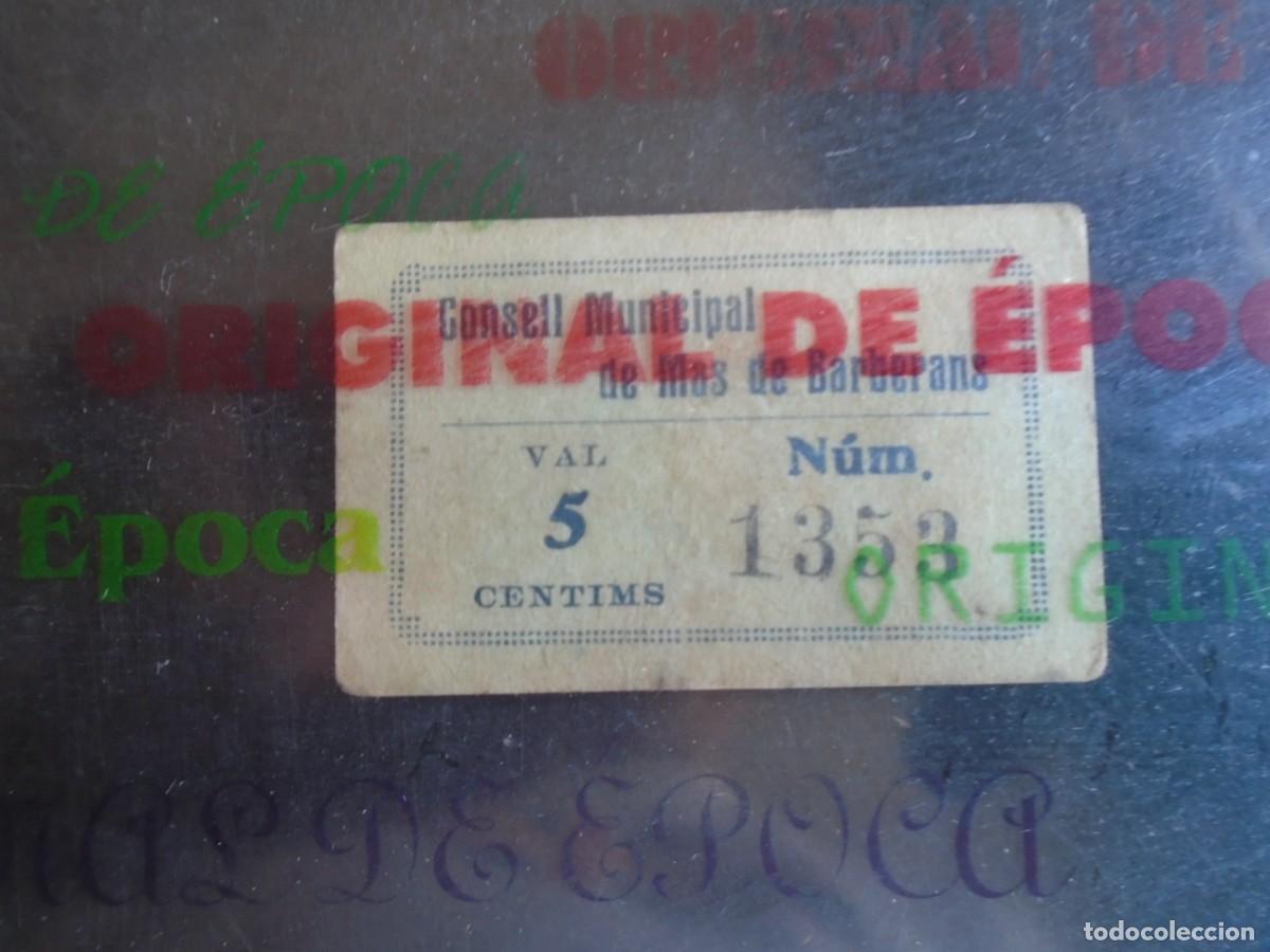 Billetes locales: (YA-003C)VAL 5 CTS.CONSELL MUNICIPAL DE MAS DE BARBERANS(TARRAGONA)-GUERRA CIVIL