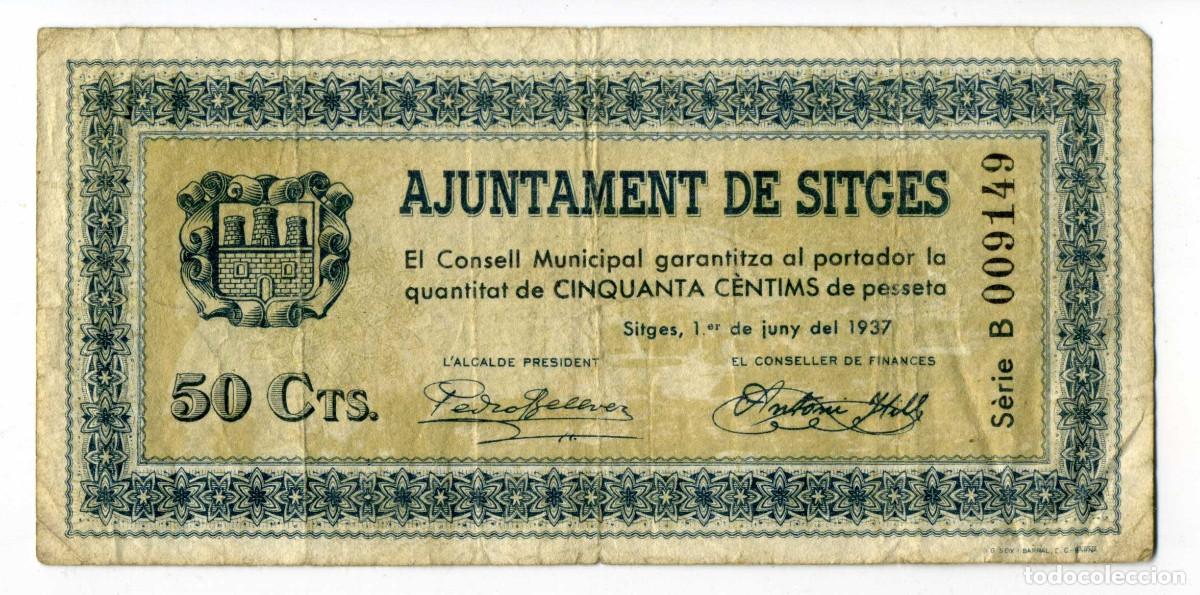 Billets locaux: XS- SITGES 50 C&egrave;ntims GUERRA CIVIL Setembre 1937 S/C T-2380