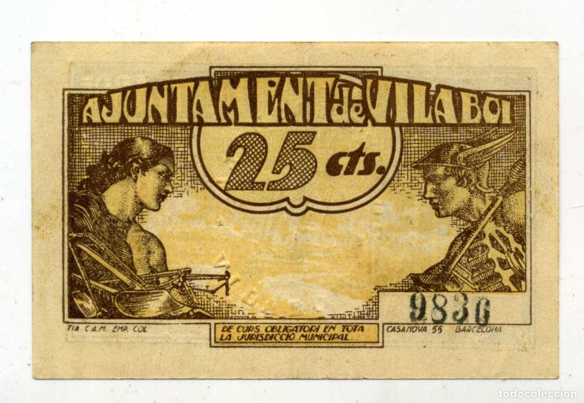 Billetes locales: XS- VILABOI 25 C&egrave;ntims GUERRA CIVIL Maig 1937 T-2762