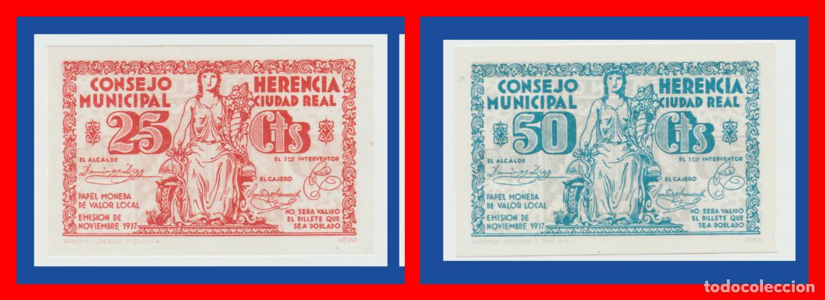 Billetes locales: Herencia (Ciudad Real) - 25 y 50 Centimos - 2&ordf; Emision de Noviembre del 37