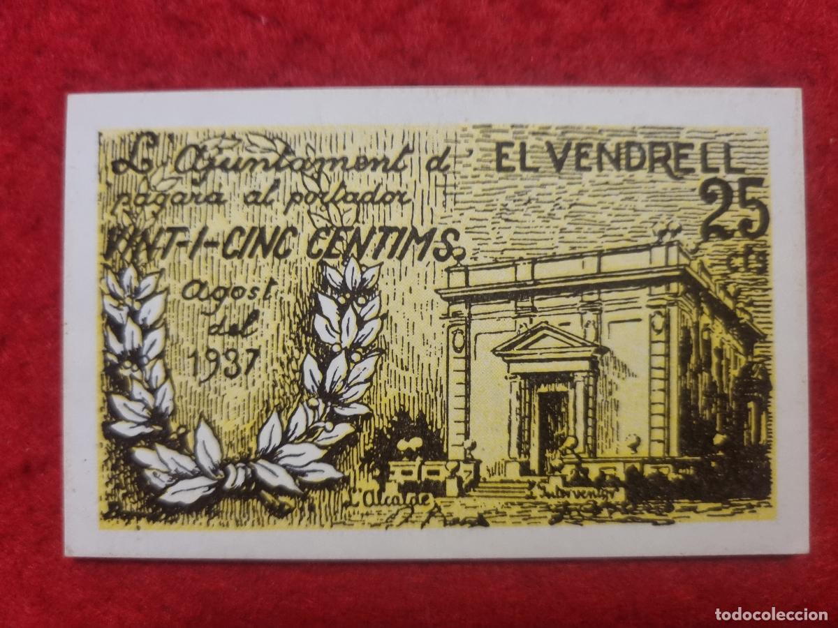 Billetes locales: BILLETE LOCAL GUERRA CIVIL EL VENDRELL 25 CENTIMOS 1937 FACSIMIL PG