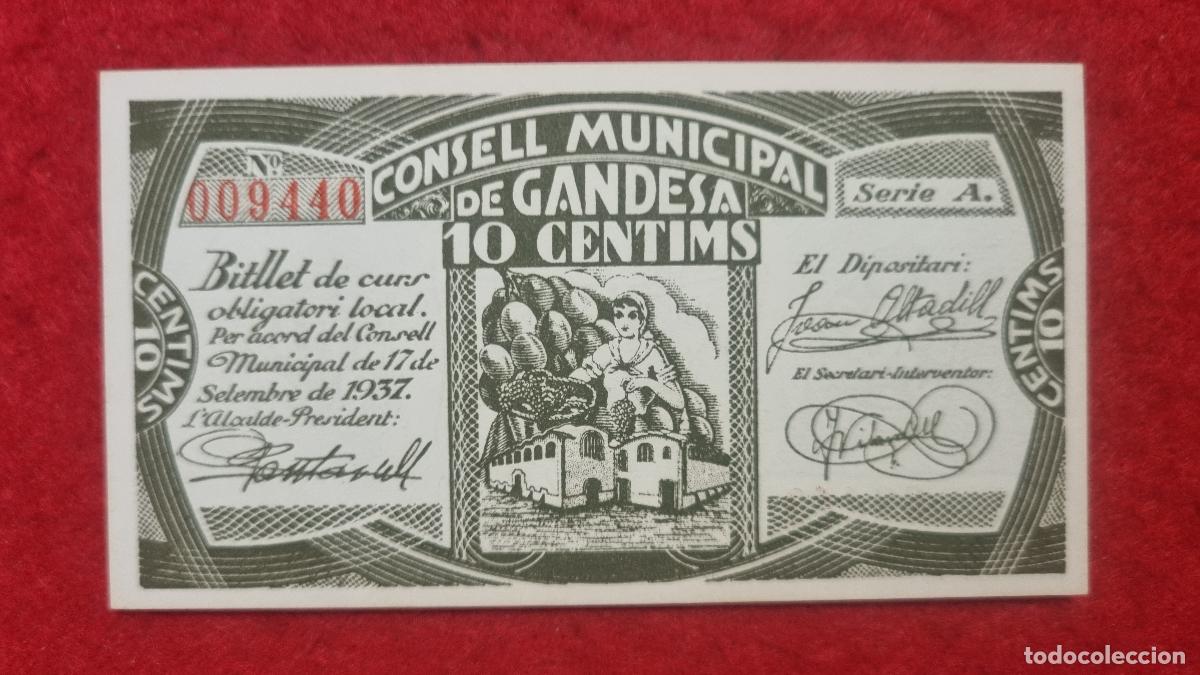 Billetes locales: BILLETE LOCAL GUERRA CIVIL GANDESA 10 CENTIMOS 1937 FACSIMIL PG