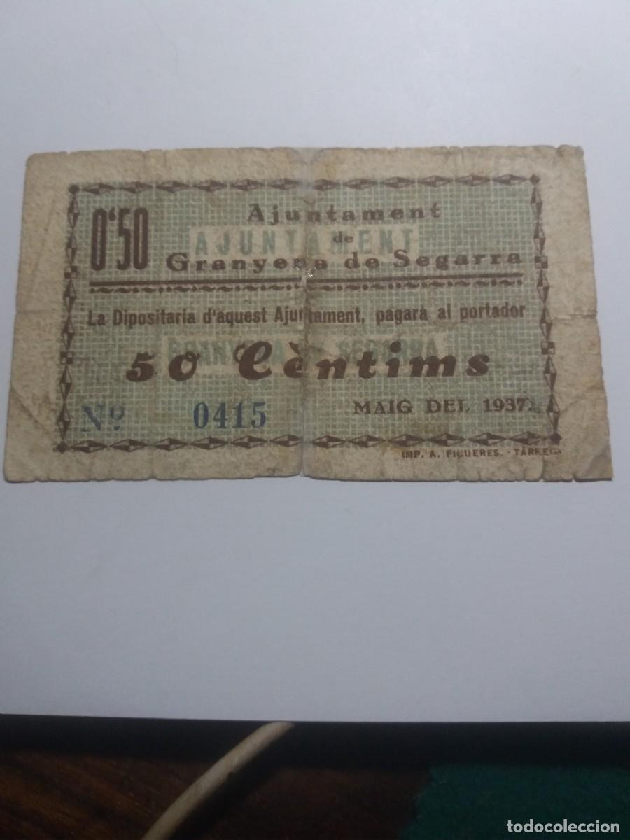 Billetes locales: Billete 50 C&egrave;ntims Ajuntament GRANYENA de SEGARRA Maig 1937