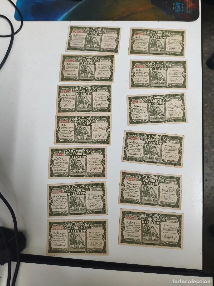 Billetes locales: 13 bitllets de 10 C&egrave;ntims Consell Municipal Gandesa 1937. Serie A. Billete 10 c&eacute;ntimos.