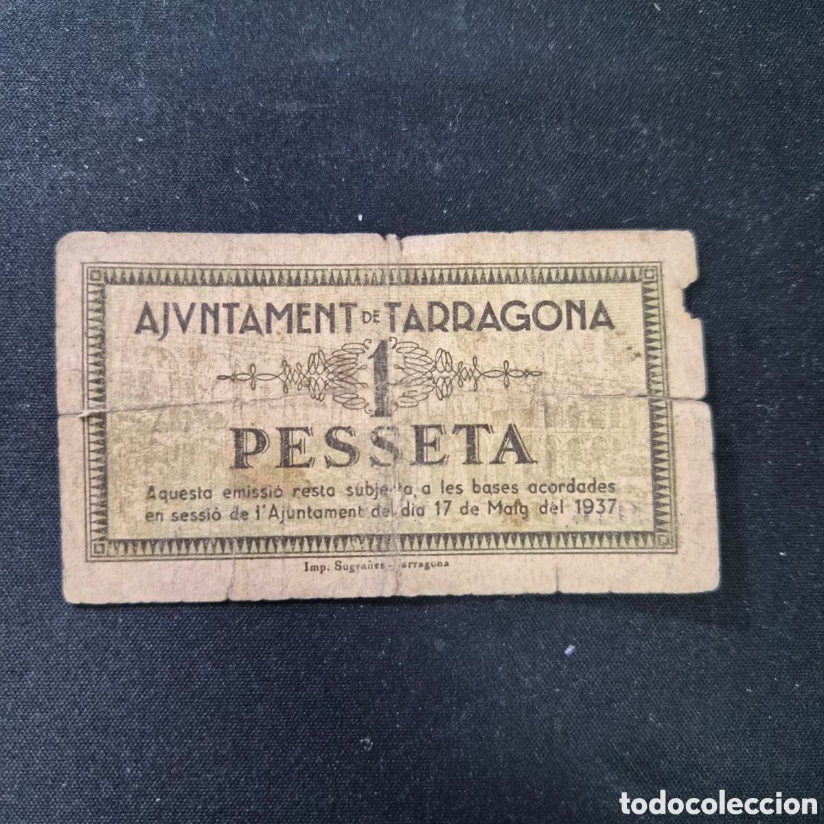 Billetes locales: Billete de 1 peseta Tarragona 1937