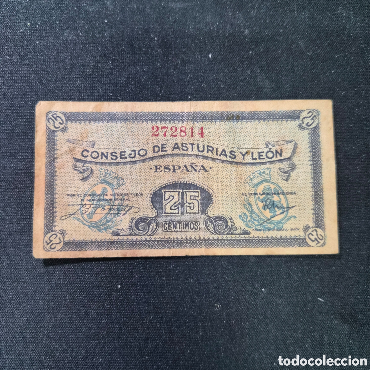 Billetes locales: Billete de 25 centimos de Asturias y Le&oacute;n