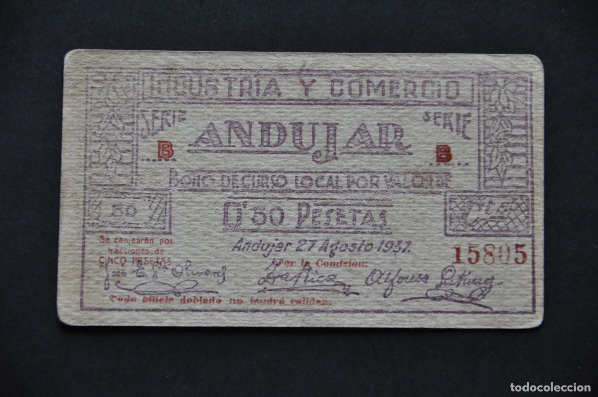 Billetes locales: BILLETE LOCAL - ANDUJAR (JAEN) - 0,50 PESETAS DE 1937 - INDUSTRIA Y COMERCIO SERIE B