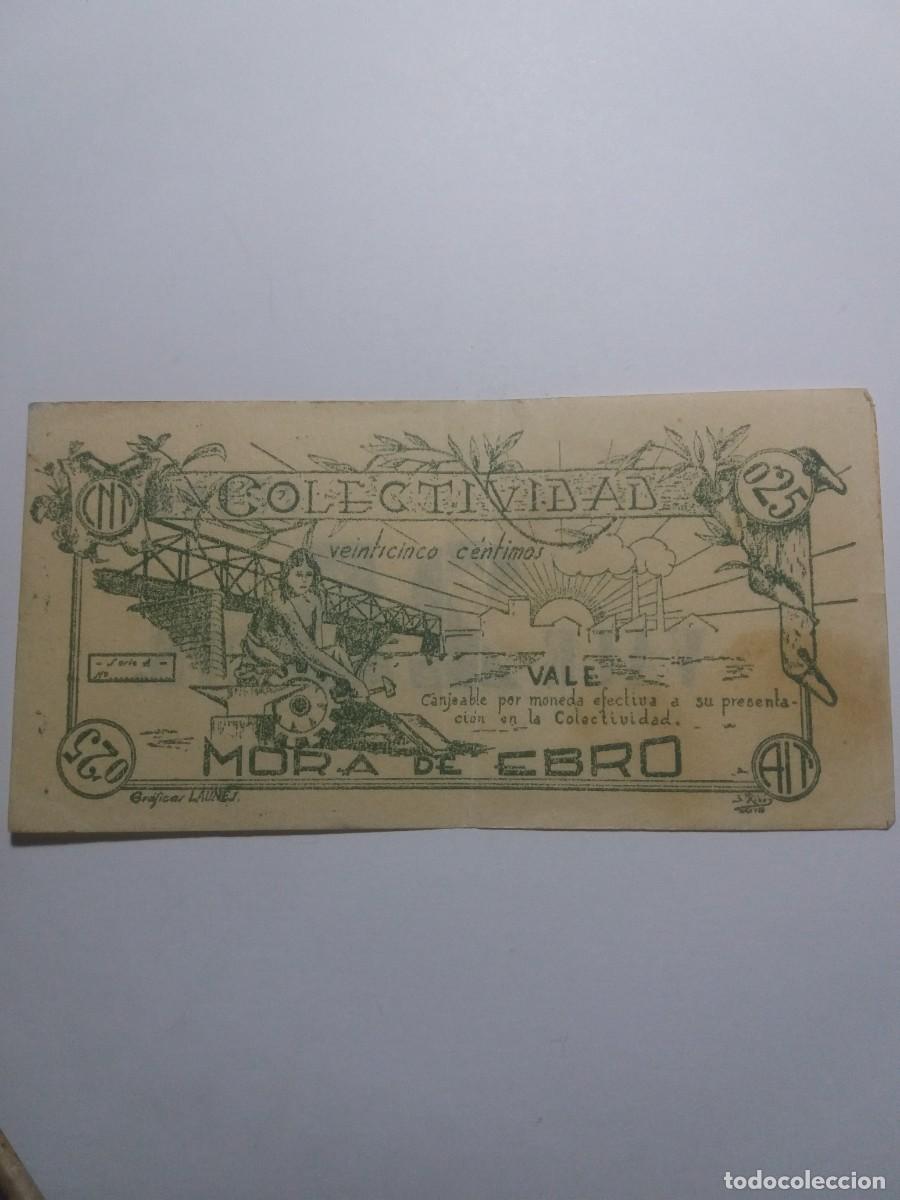 Billetes locales: Billete 25 Centimos Colectividad MORA DE EBRO