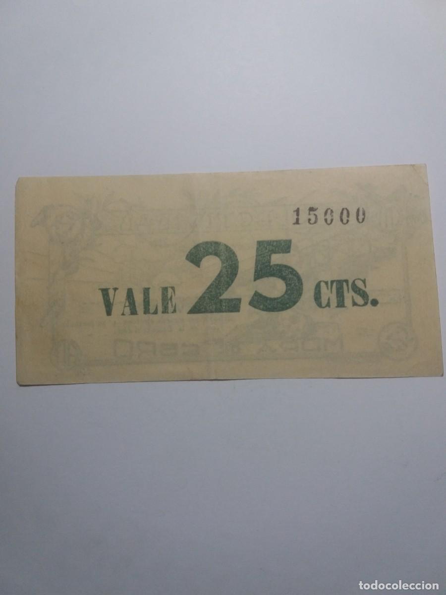 Billetes locales: Billete 25 Centimos Colectividad MORA DE EBRO - Foto 2