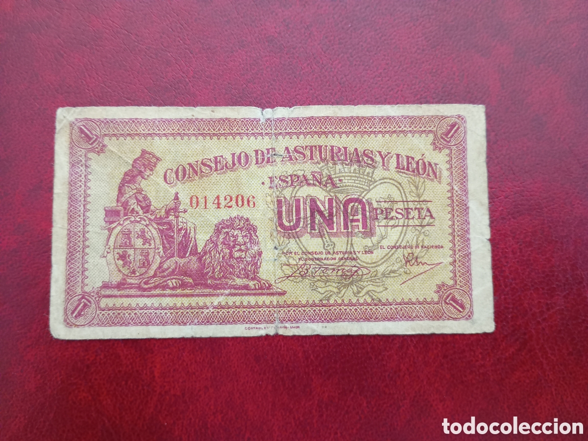 Billetes locales: ESPA&Ntilde;A 1937 - CONSEJO DE ASTURIAS Y LE&Oacute;N - 1 PESETA - BILLETE ORIGINAL