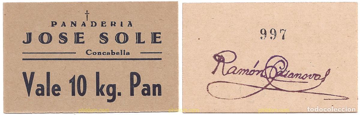 Billetes locales: 413 ESPA&Ntilde;A. Emisiones locales republicanas 1937 Vale de 10 Kgs. de PAN. Panaderia Jose sole de Con