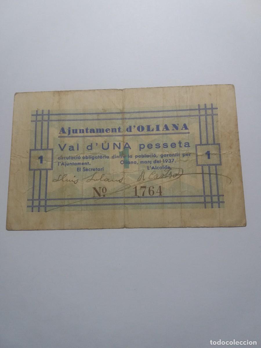 Local Banknotes: Billete 1 Peseta Ajuntament OLIANA Mar&ccedil; 1937