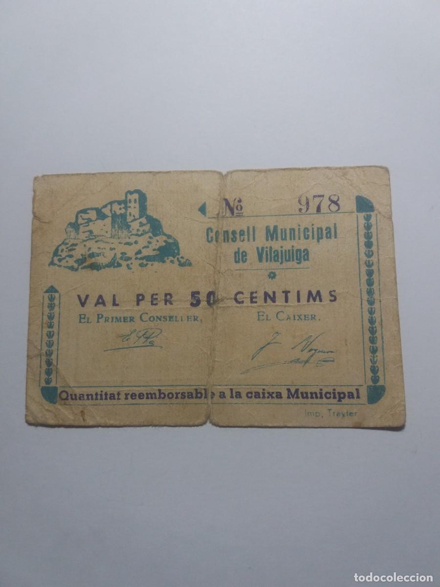 Billetes locales: Billete 50 C&egrave;ntims Consell Municipal VILAJUIGA
